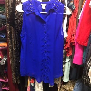 Brilliant blue sleeveless blouse